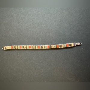 Silpada sterling silver bracelet with pyrite, red jasper, bronzite